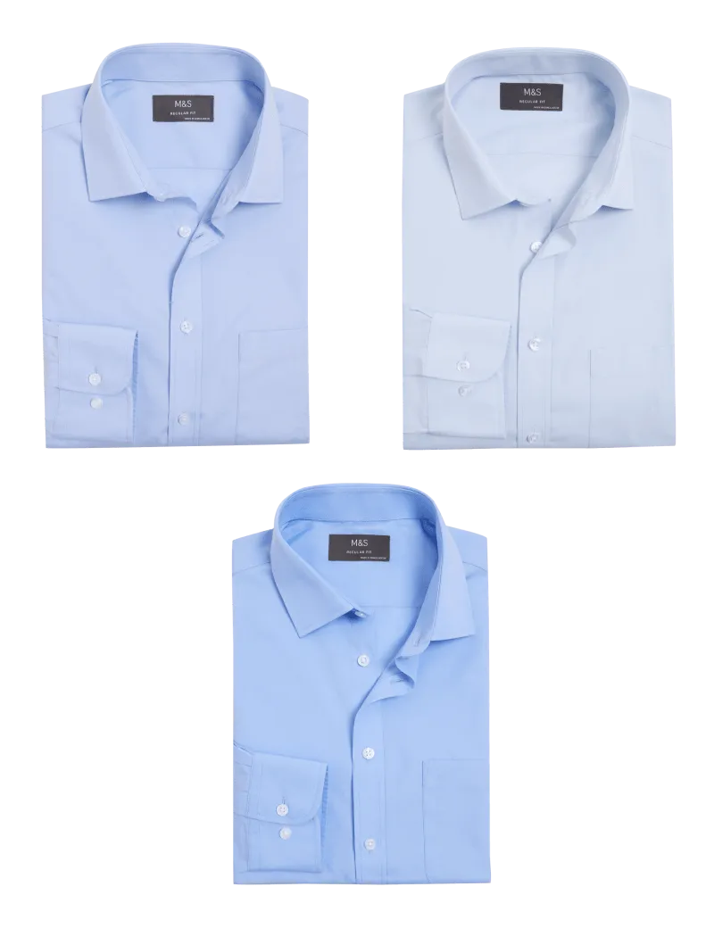 3pk Regular Fit Easy Iron Long Sleeve Shirts