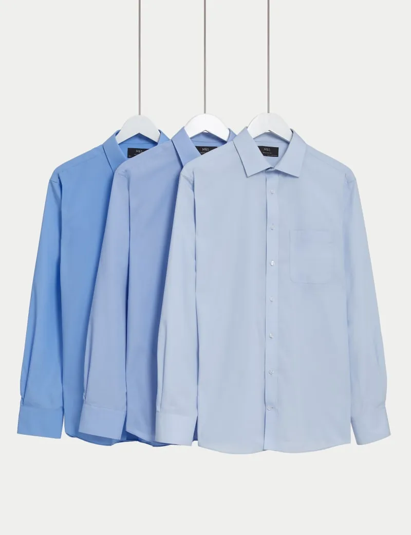 3pk Regular Fit Easy Iron Long Sleeve Shirts
