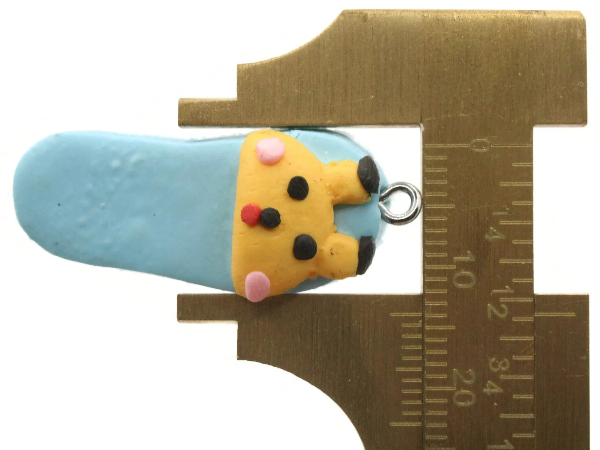 5 34mm Sky Blue Bunny Rabbit Slipper Polymer Clay Miniature Charms