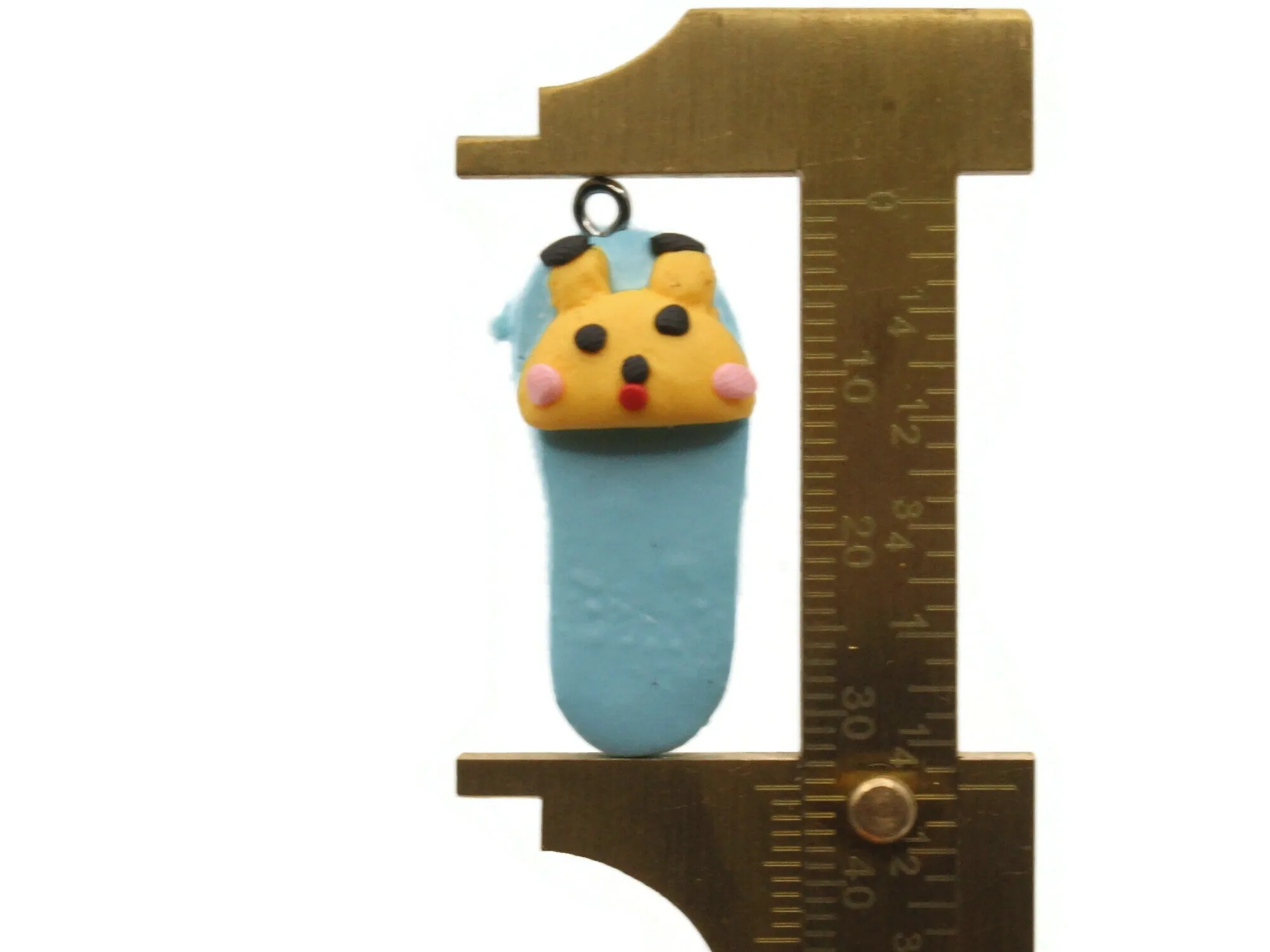 5 34mm Sky Blue Bunny Rabbit Slipper Polymer Clay Miniature Charms