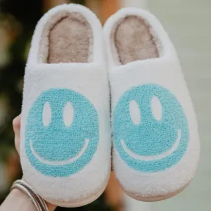 AQUA HAPPY FACE SLIPPERS - WHITE