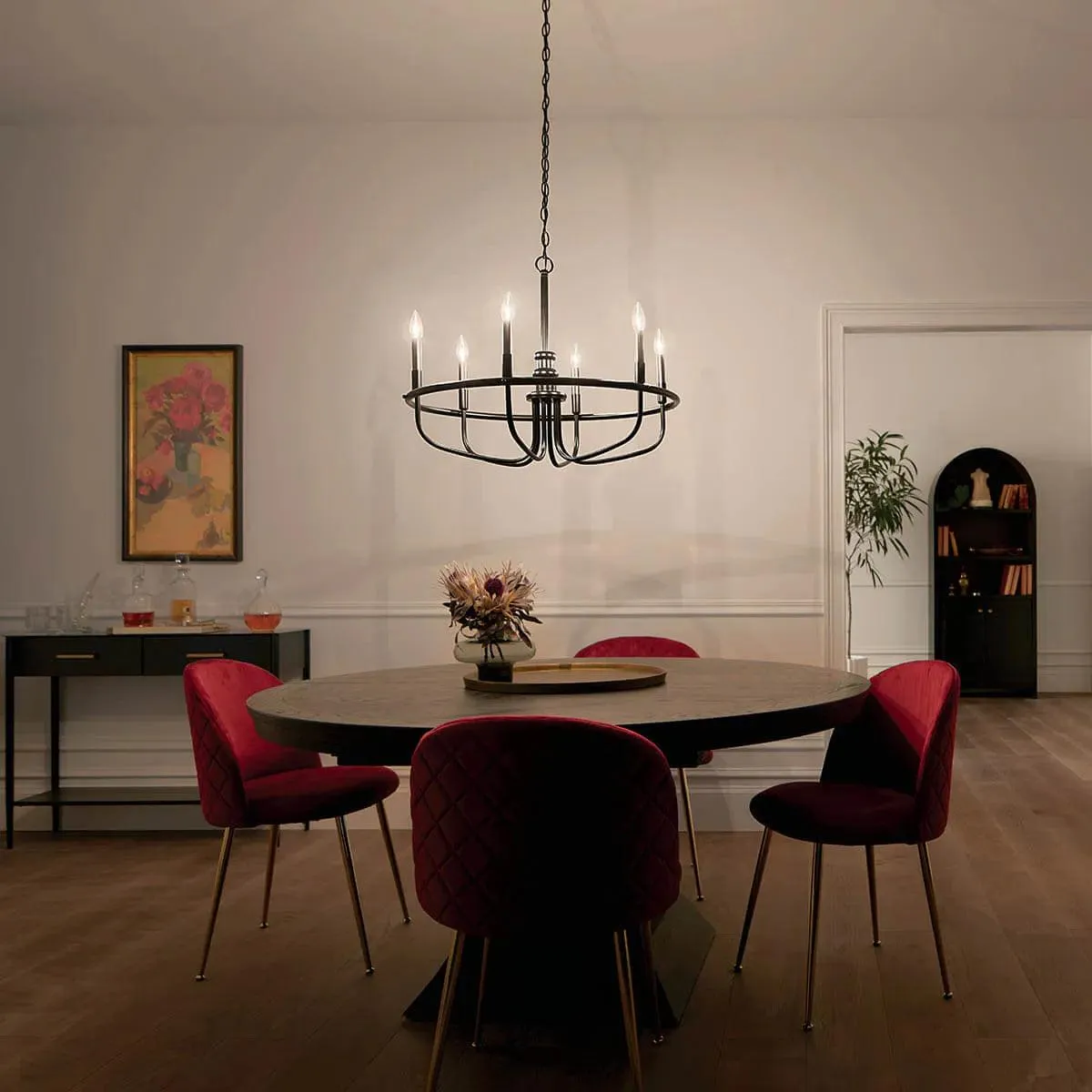 Capitol Hill 29" 6-Light Chandelier 1-Tier, Black Finish