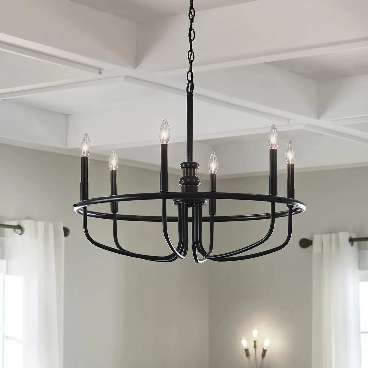 Capitol Hill 29" 6-Light Chandelier 1-Tier, Black Finish