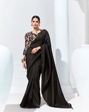 Elegant Black Sequined Embroidered Saree