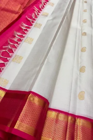 Elegant Off White Silk Saree with Handloom Kanjeevaram