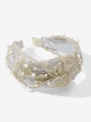 Embroidered Pearl Headband