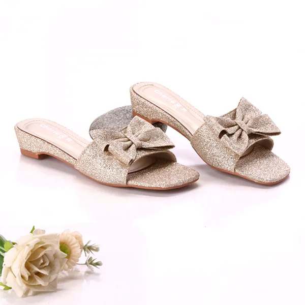 Fancy & Stylish Golden  Heel Slippers for women