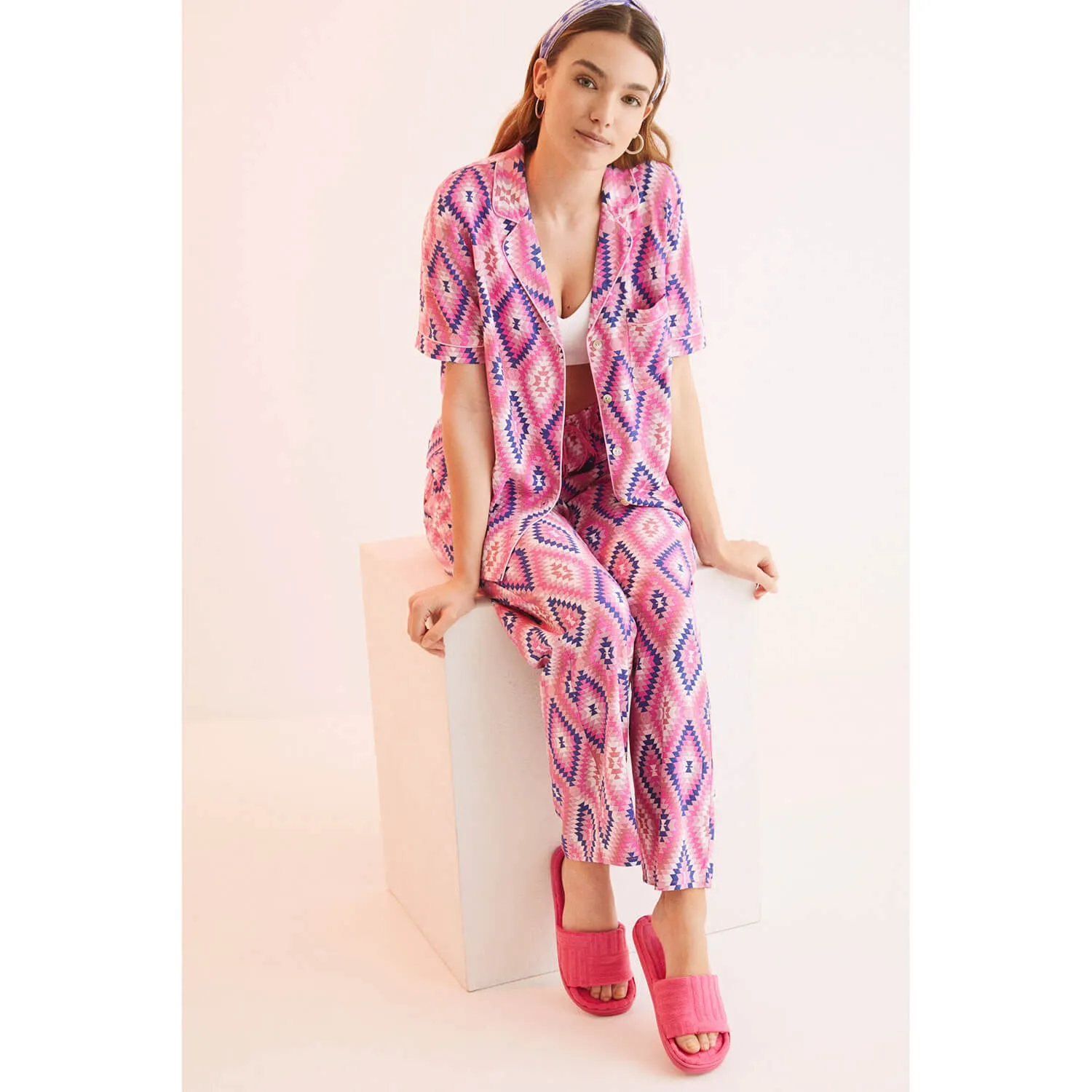 Fuchsia Pink Slide-Style Slippers
