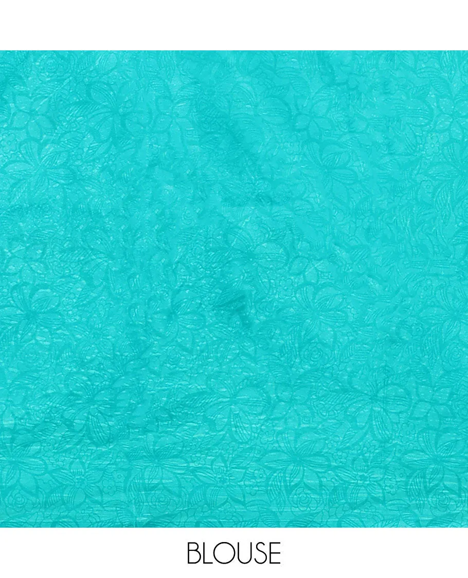 Green geometric printed semi-banaras printed saree, self-border & pallu of geometric patterns