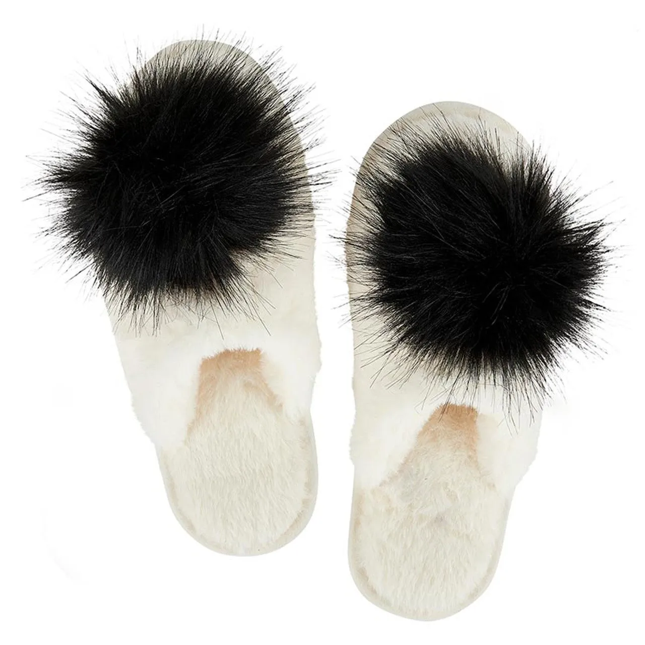 Ivory/Black Slippers