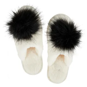Ivory/Black Slippers