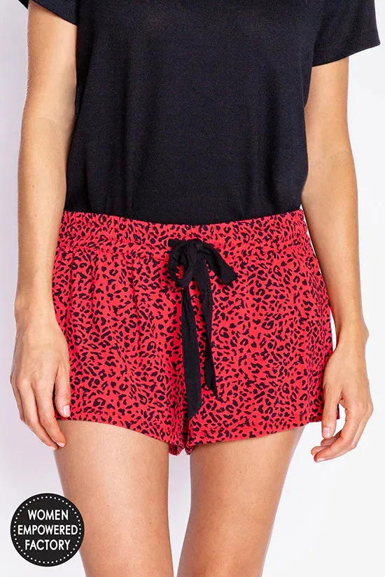 Leopard Love Red Shorts