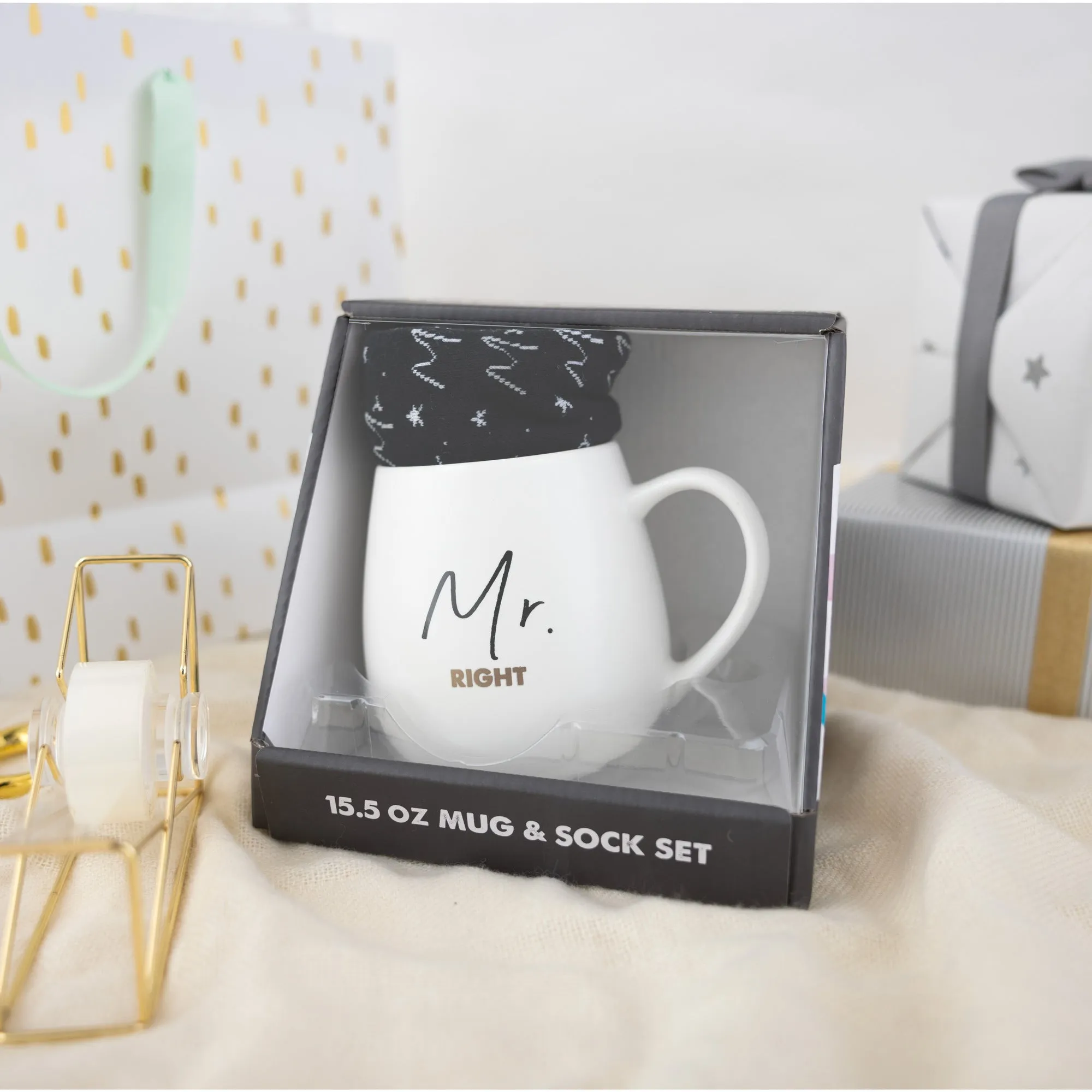 Mr. Right 15.5 oz Mug and Sock Set