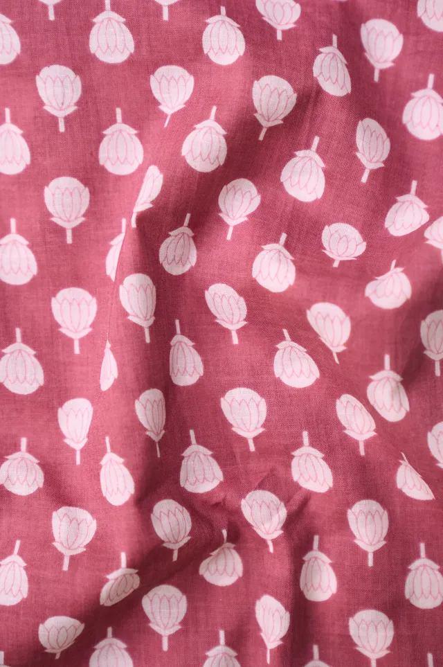 Pastel Pink Butti Printed Summer Pure Cotton Fabric
