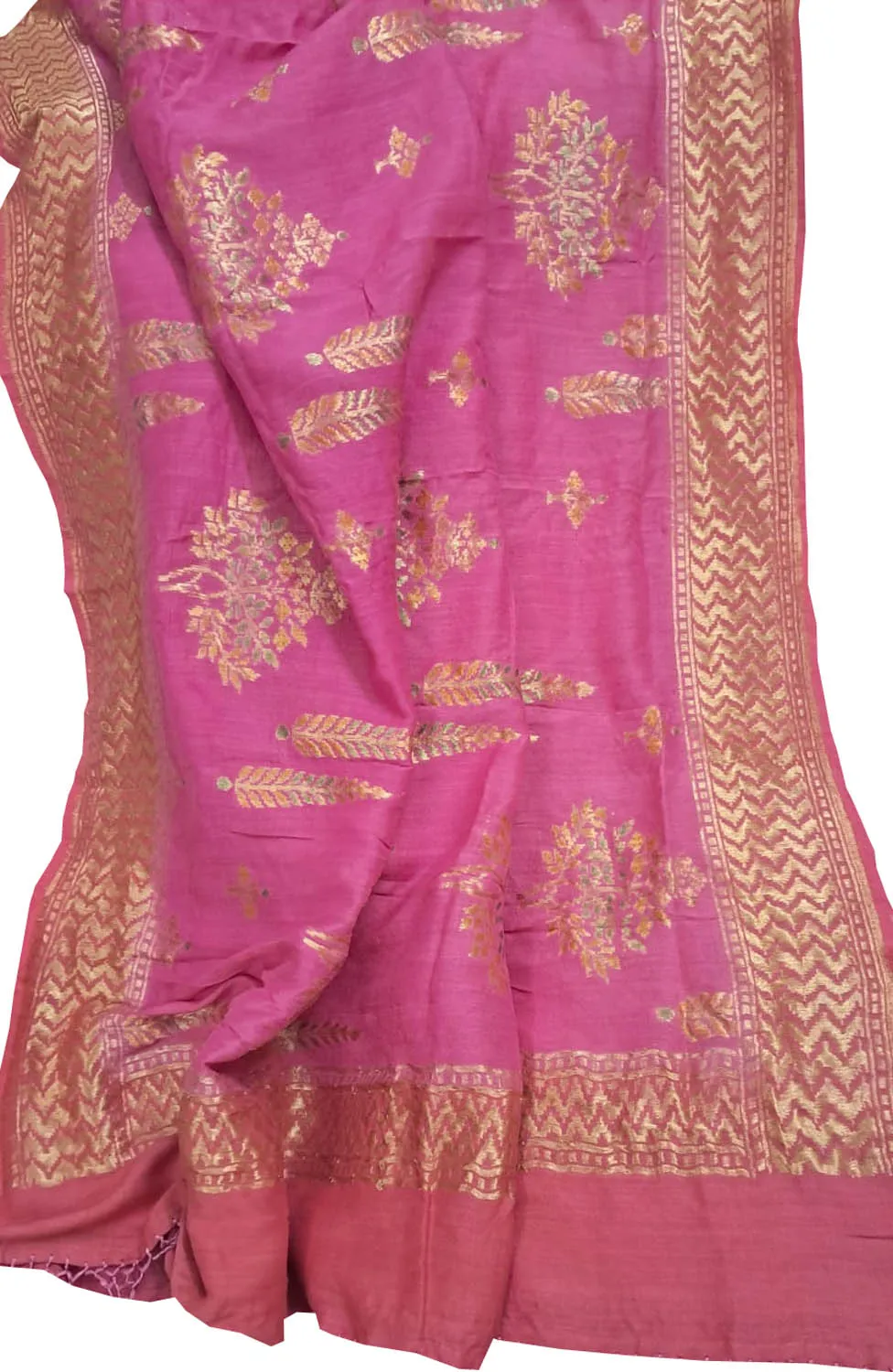 Pink Banarasi Pure Moonga Silk Brush Dyed Dupatta