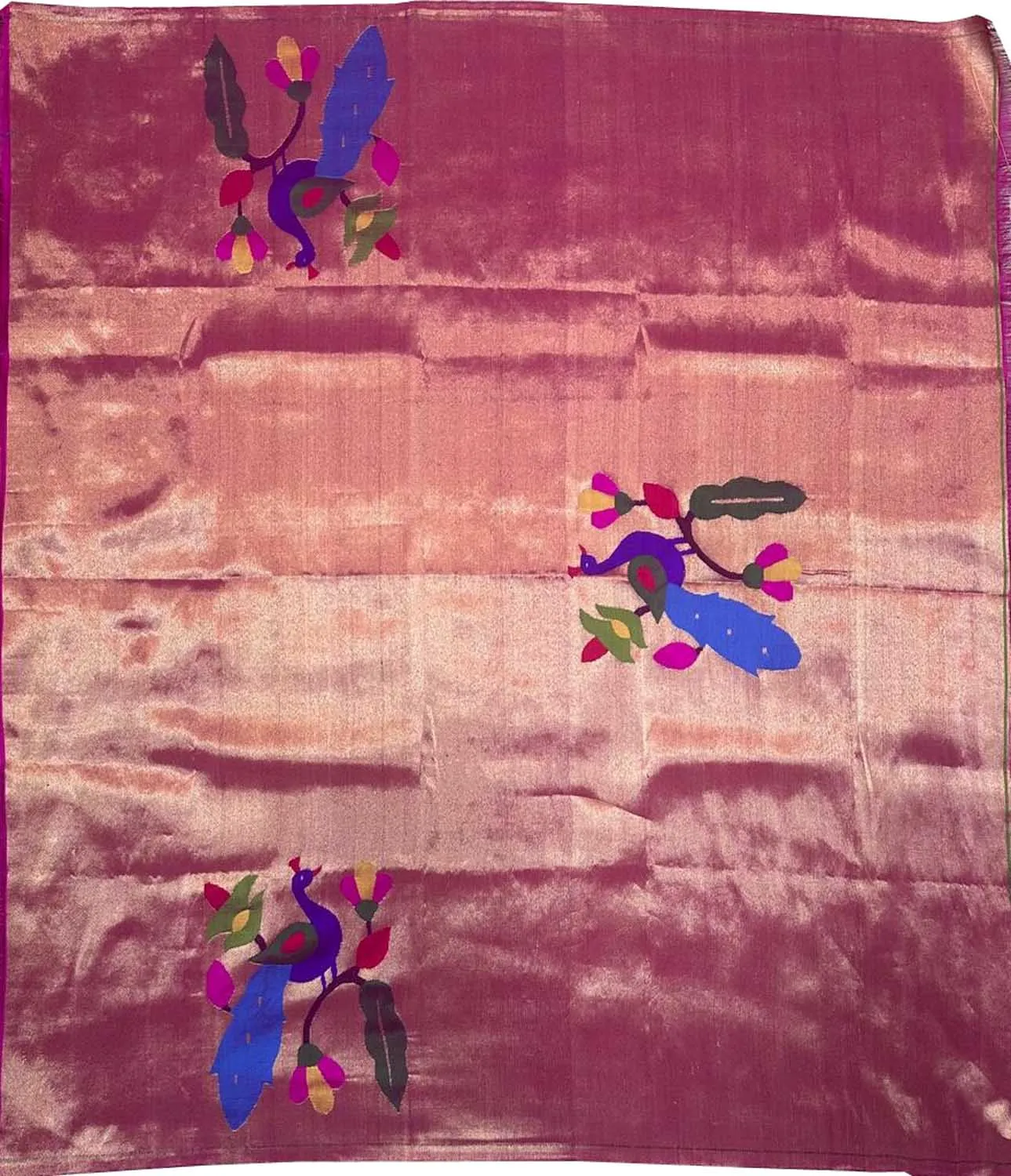 Pink Paithani Handloom Silk Brocade Blouse Fabric