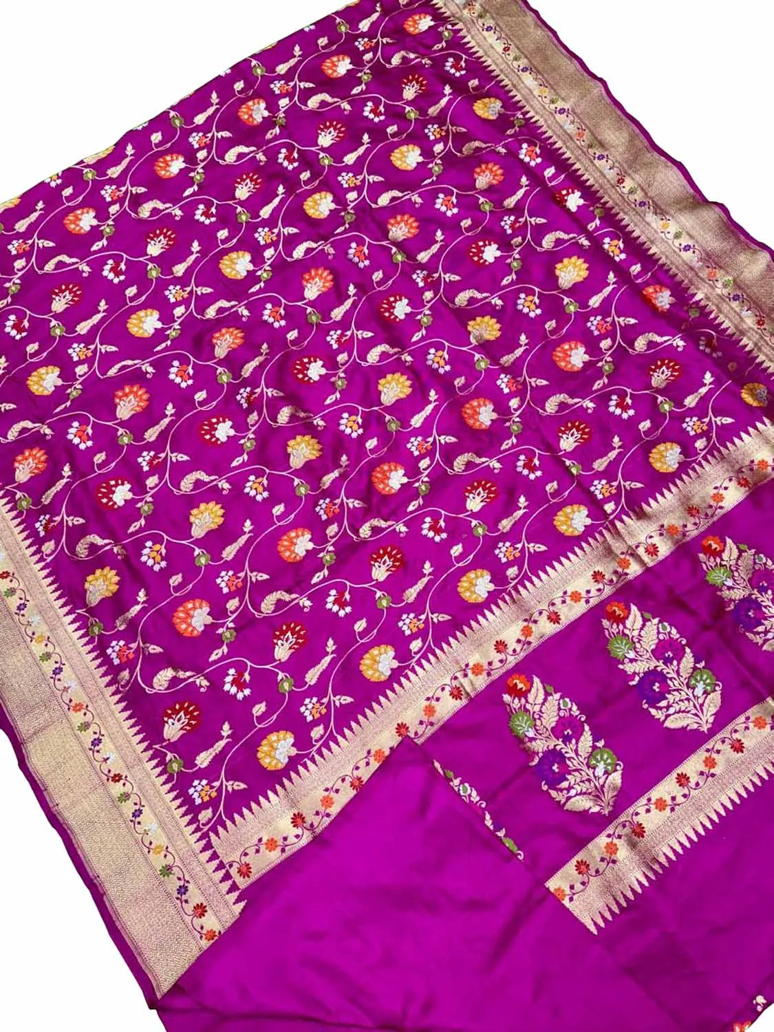 Purple Handloom Banarasi Katan Silk Meenakari Saree