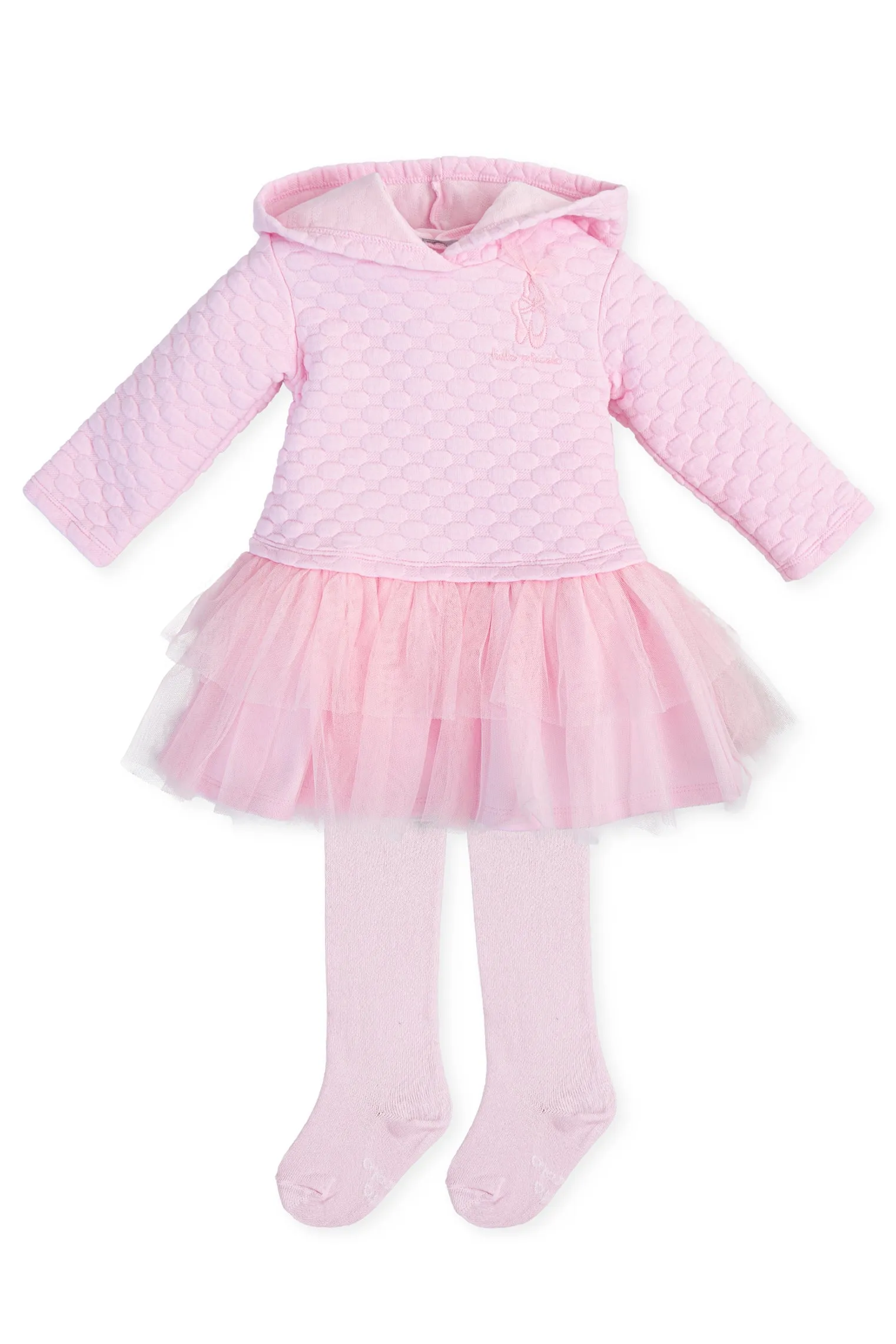 "Adeline" Pink Tutu Hoodie Dress & Tights