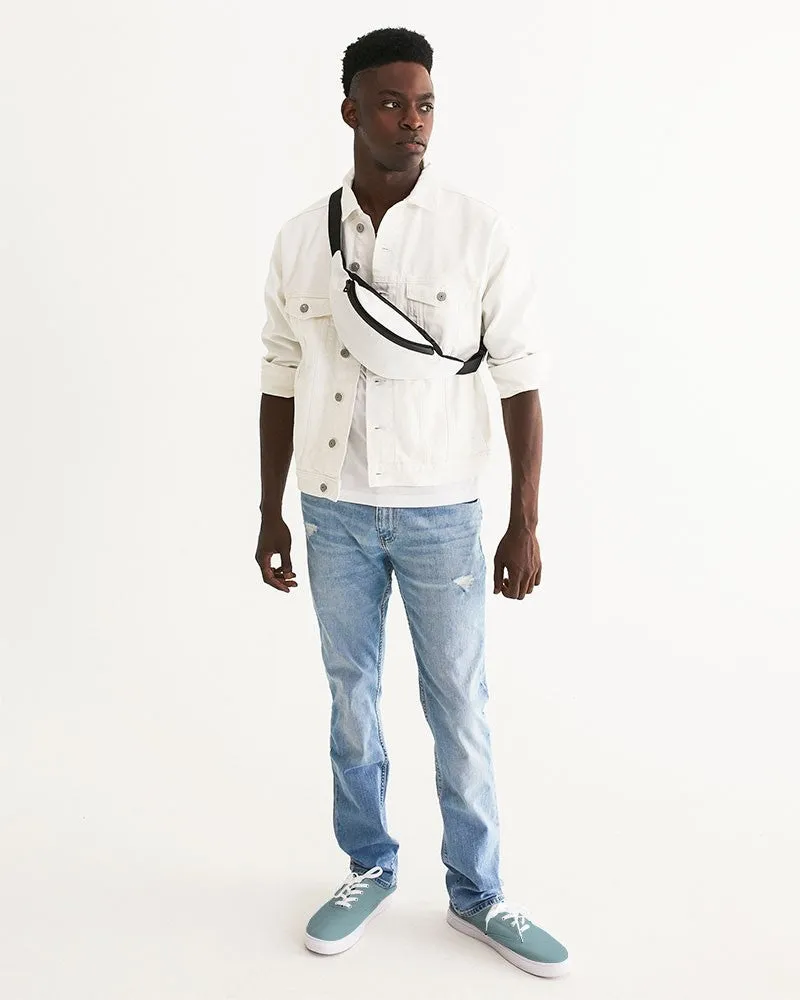 Shaded Pale Pastel Cyan Gray Canvas Sneakers | Men's | C30M0Y8K30