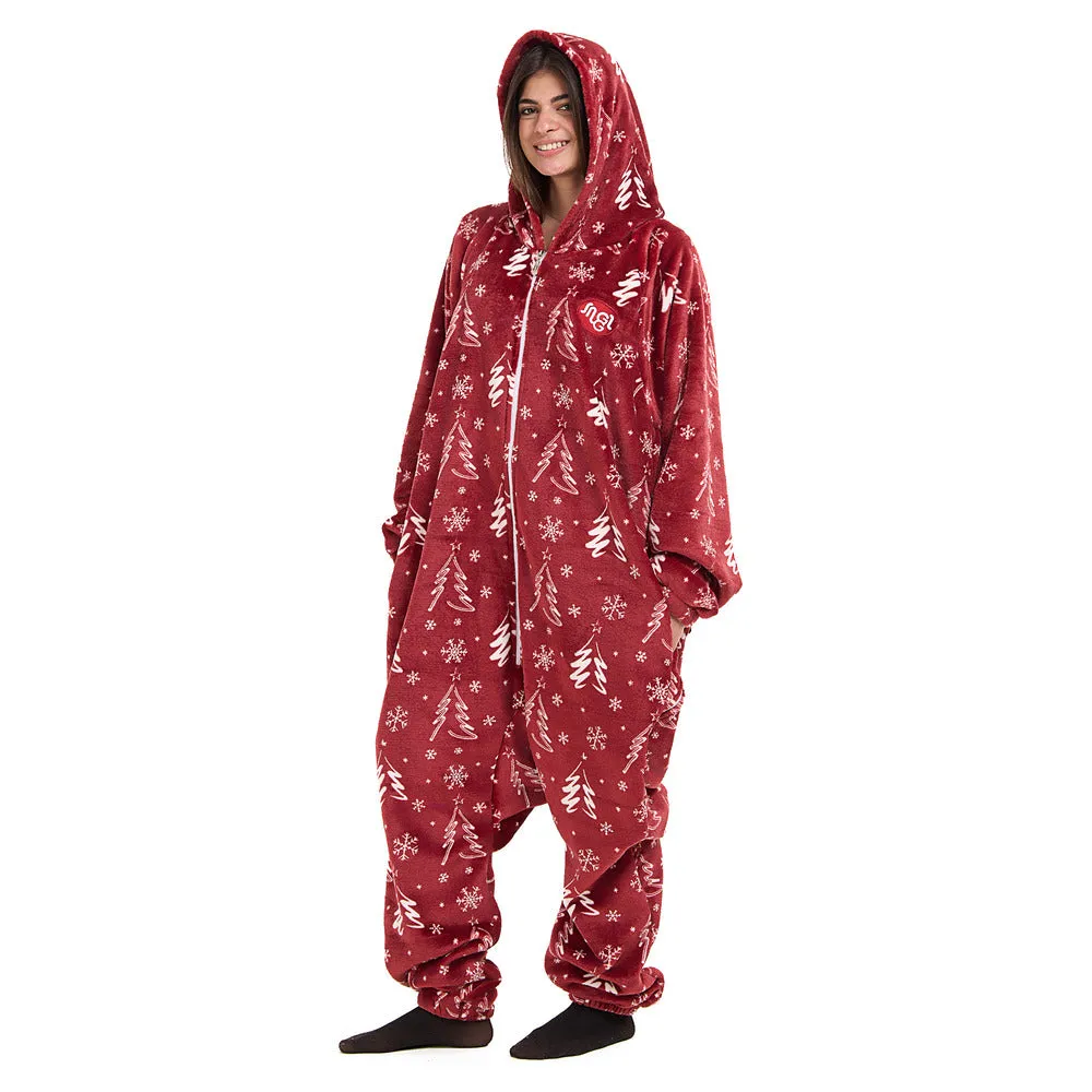 Snuggs Blanket Onesie Red Christmas Tree