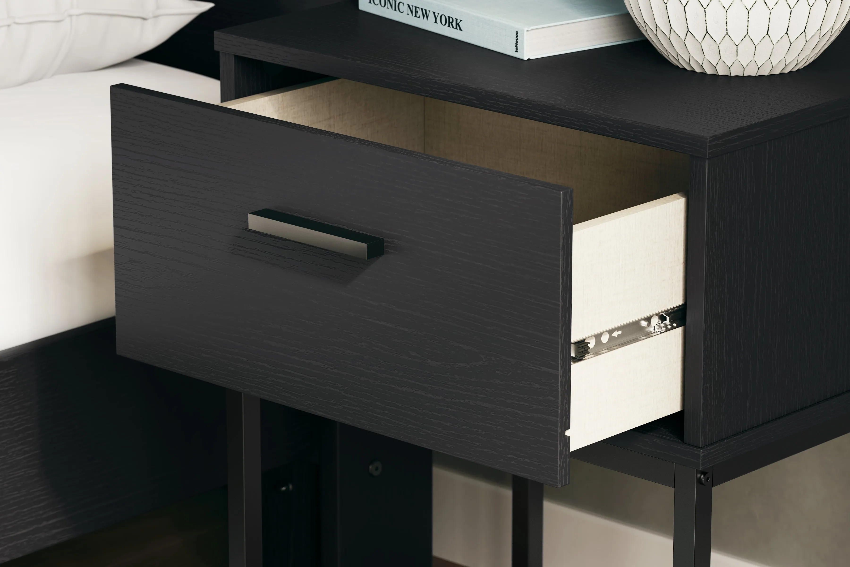 Socalle Full Panel Platform Bed with Dresser and Nightstand in Black