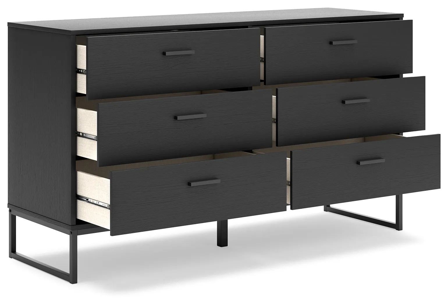 Socalle Full Panel Platform Bed with Dresser and Nightstand in Black