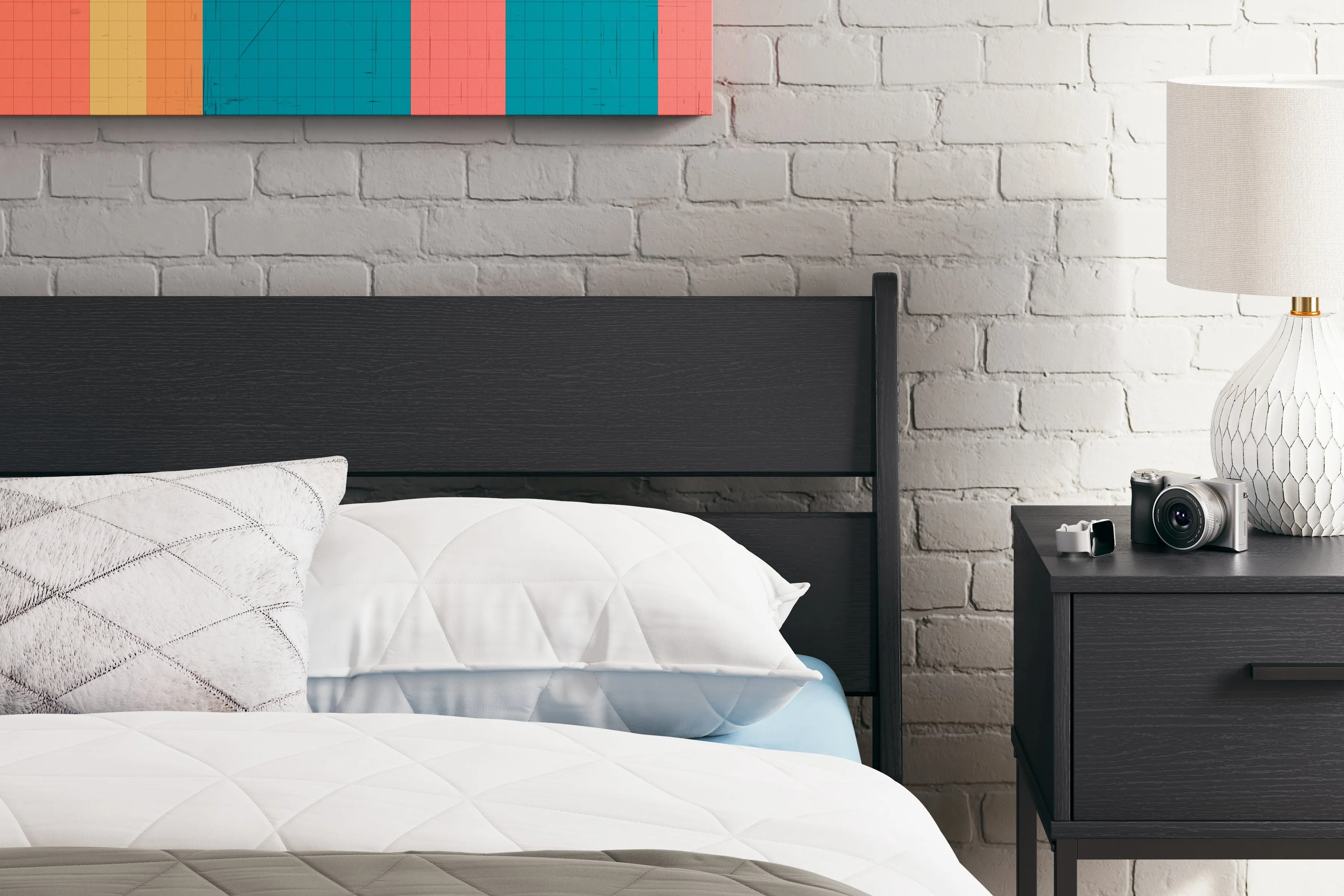 Socalle Full Panel Platform Bed with Dresser and Nightstand in Black