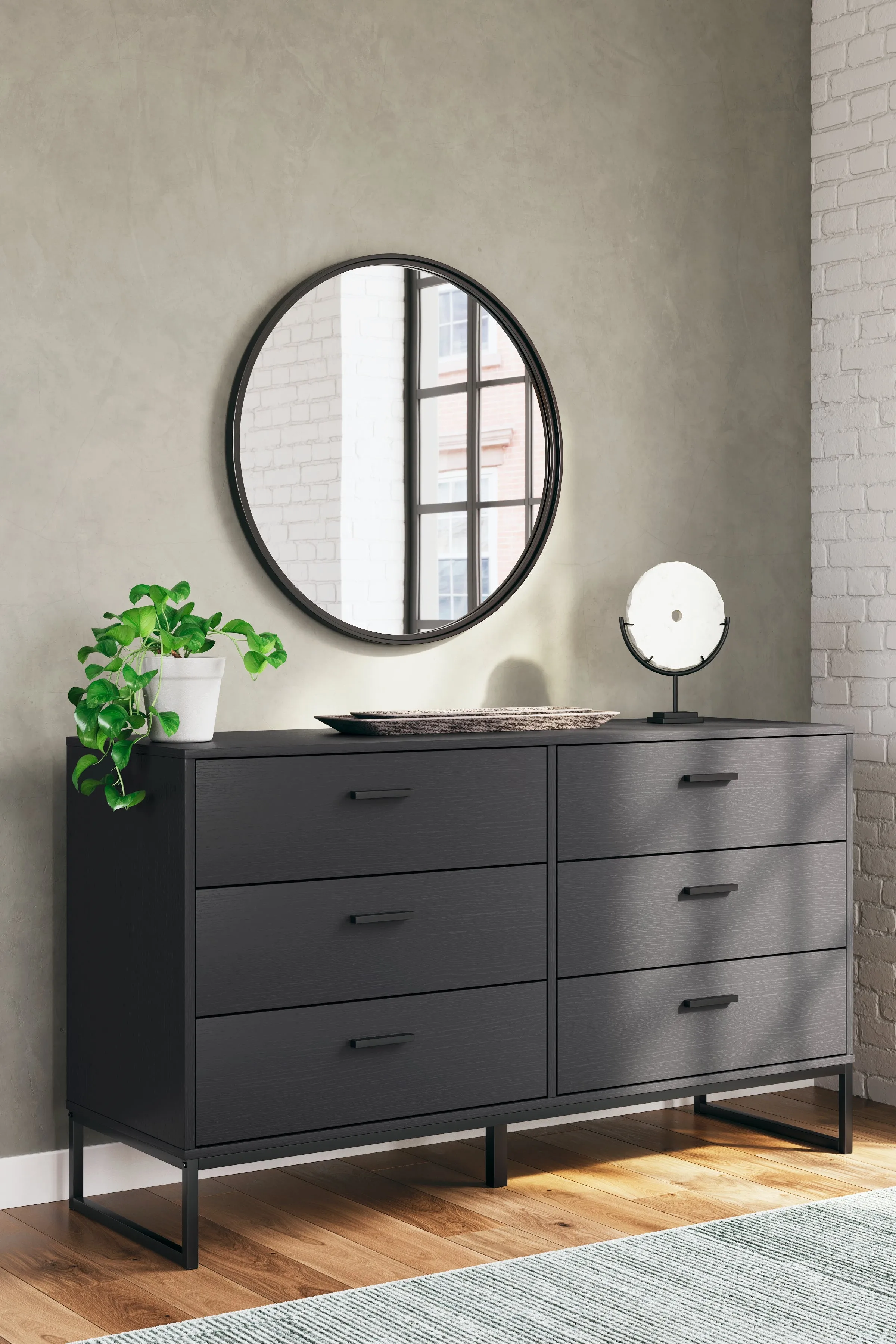 Socalle Full Panel Platform Bed with Dresser and Nightstand in Black