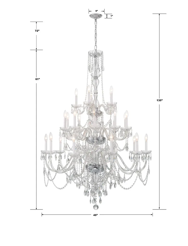 Traditional Crystal 25 Light Hand Cut Crystal Polished Chrome Chandelier