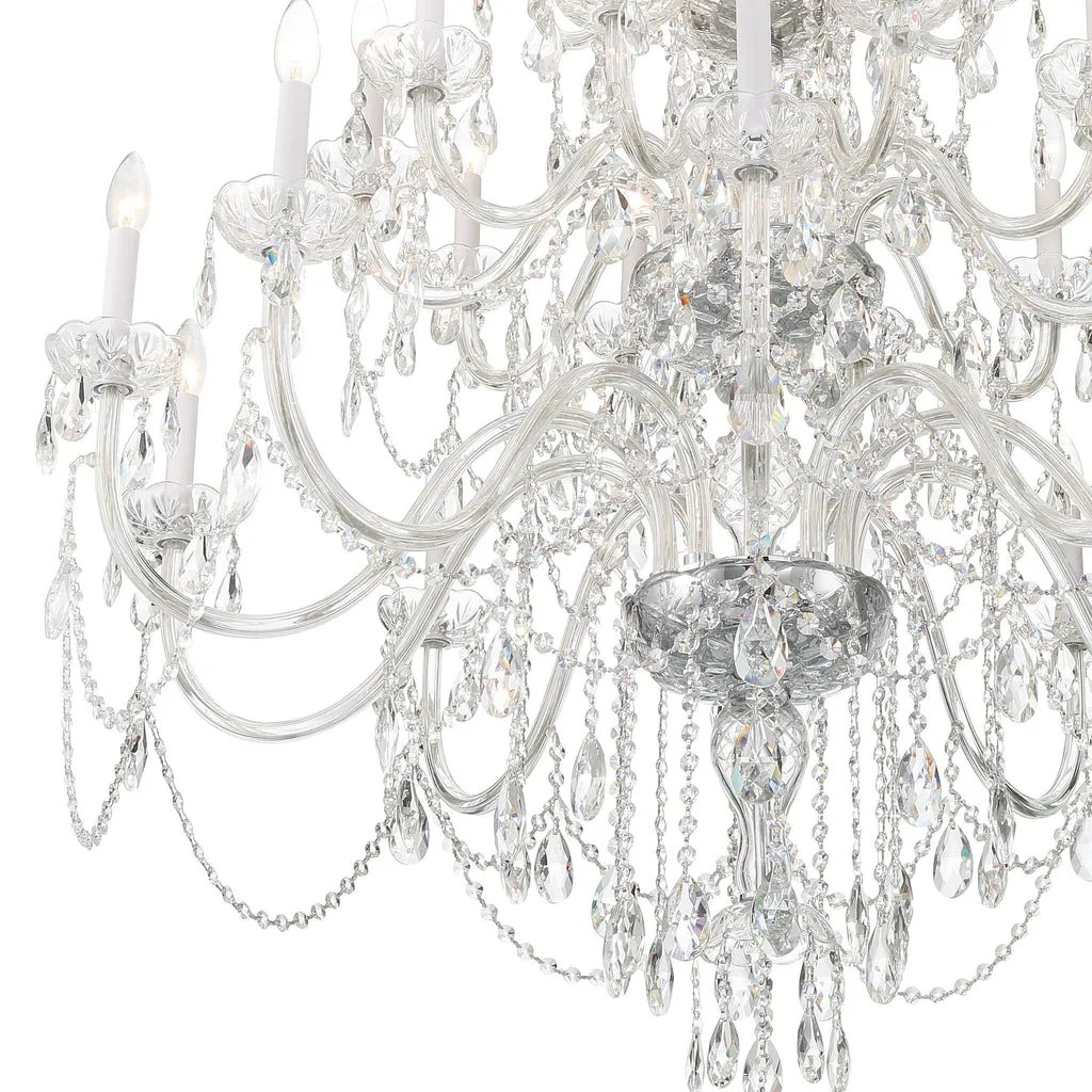 Traditional Crystal 25 Light Hand Cut Crystal Polished Chrome Chandelier