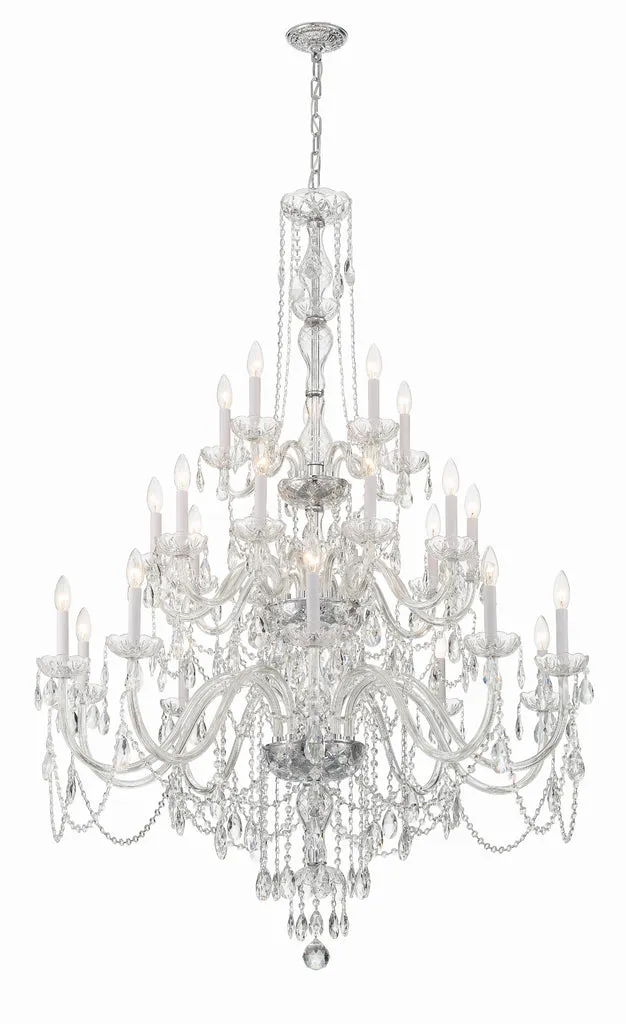 Traditional Crystal 25 Light Hand Cut Crystal Polished Chrome Chandelier