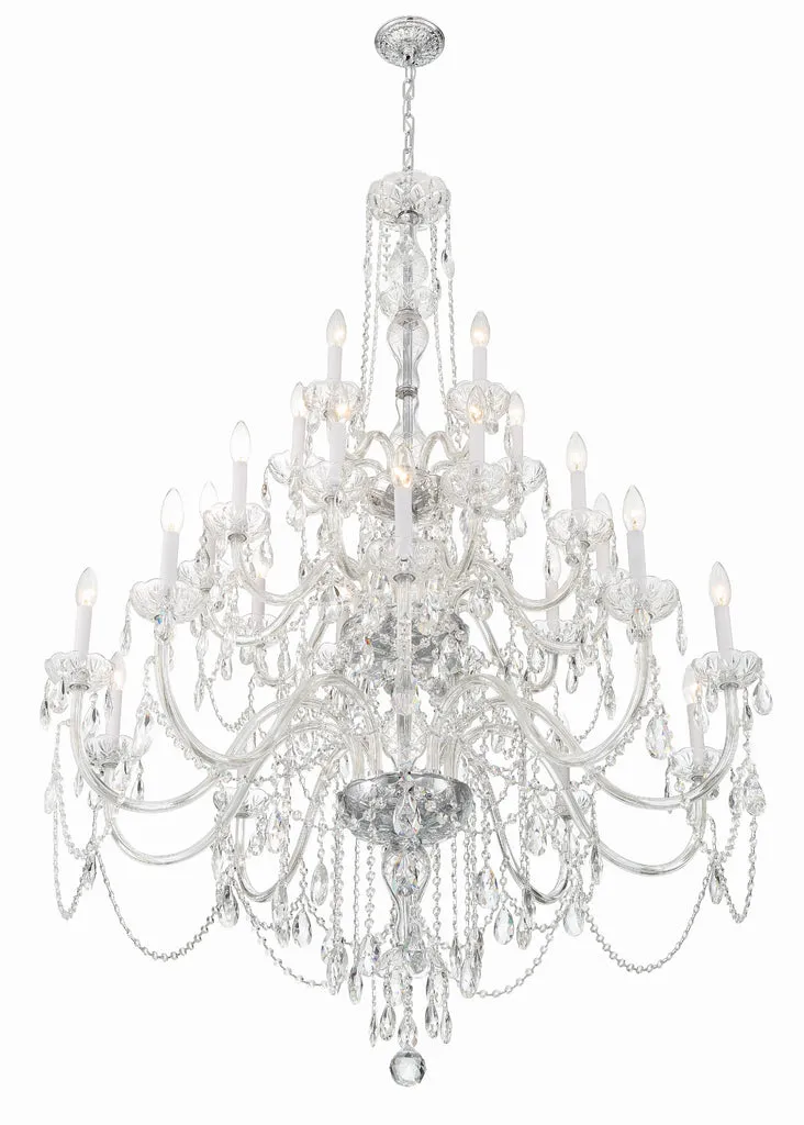 Traditional Crystal 25 Light Hand Cut Crystal Polished Chrome Chandelier