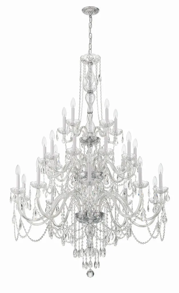 Traditional Crystal 25 Light Hand Cut Crystal Polished Chrome Chandelier