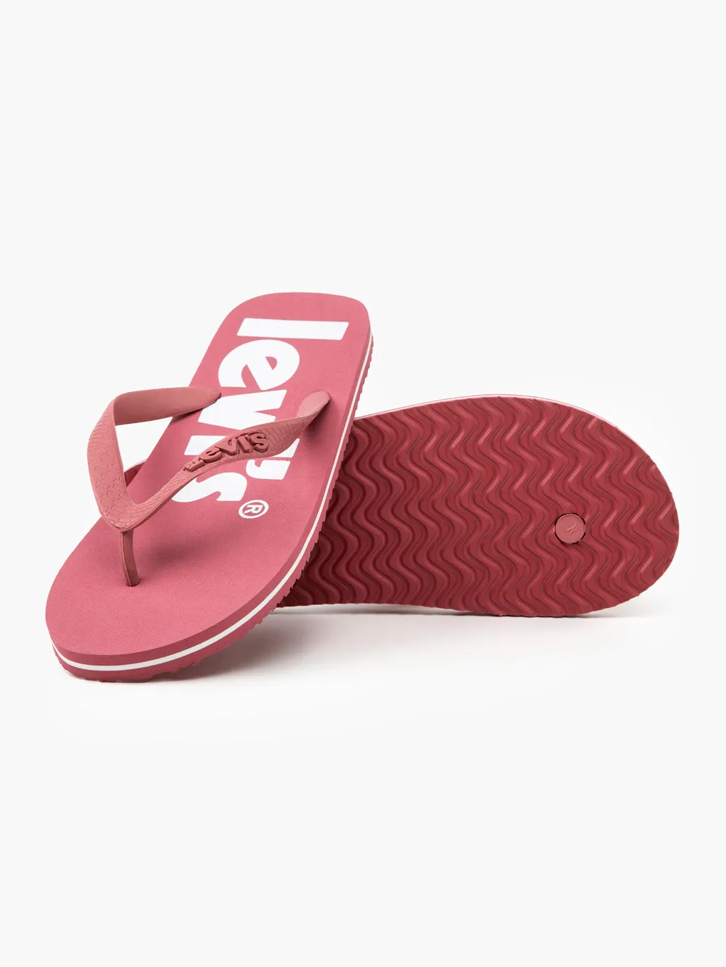 Unisex Dark Pink Debossed & Printed Logo Flip-Flops