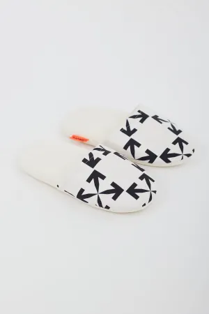 White Cotton Patterned Slippers