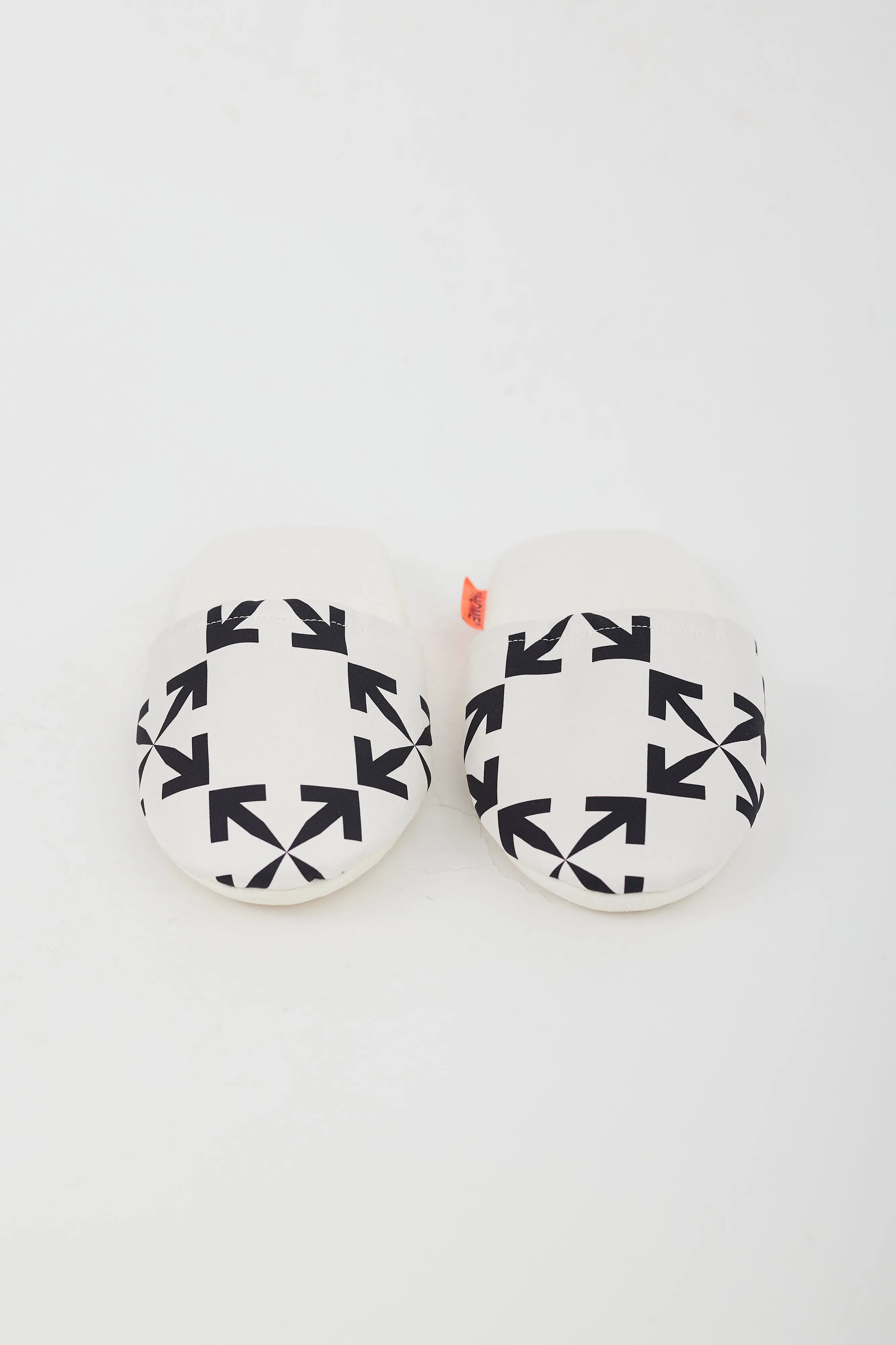 White Cotton Patterned Slippers