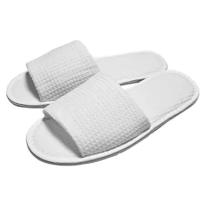 White Waffle Open Toe Slippers (100)