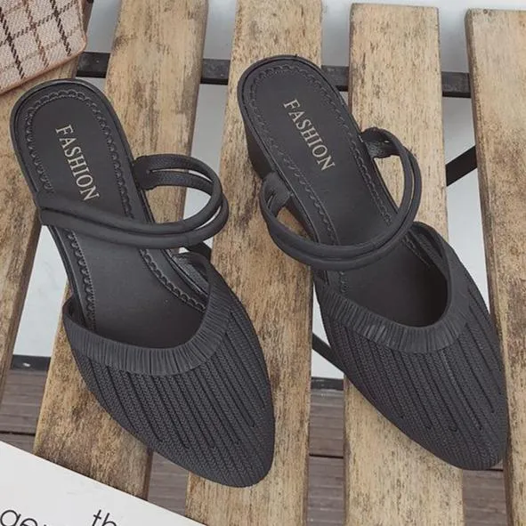 Women closed toe ankle strap 
slide mule sandals