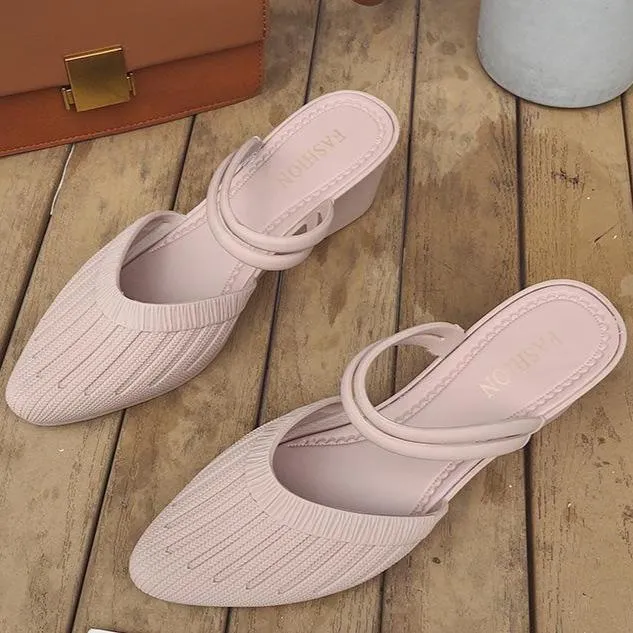 Women closed toe ankle strap 
slide mule sandals