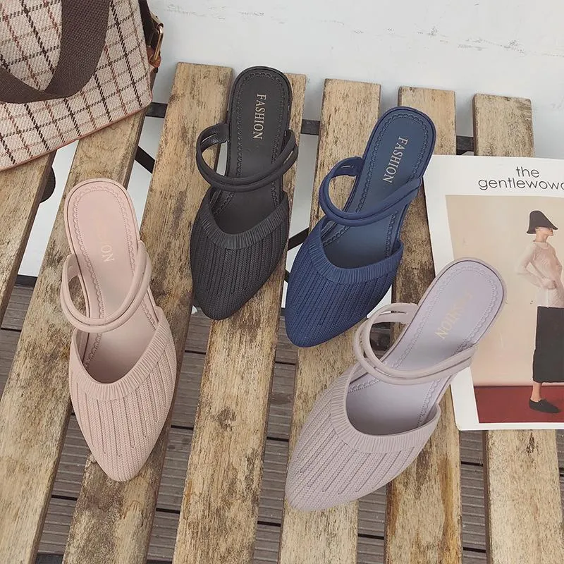 Women closed toe ankle strap 
slide mule sandals