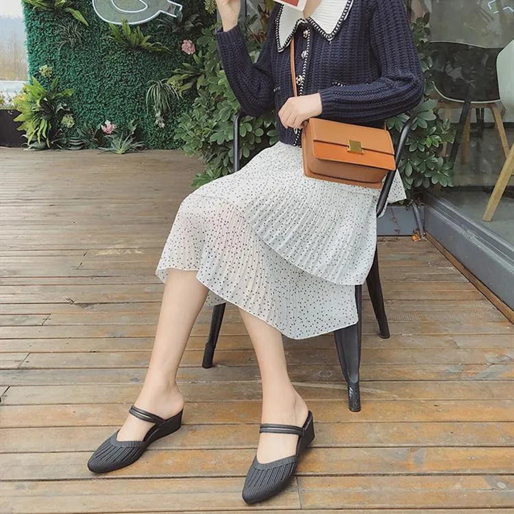 Women closed toe ankle strap 
slide mule sandals