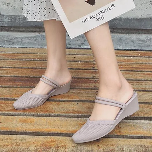 Women closed toe ankle strap 
slide mule sandals