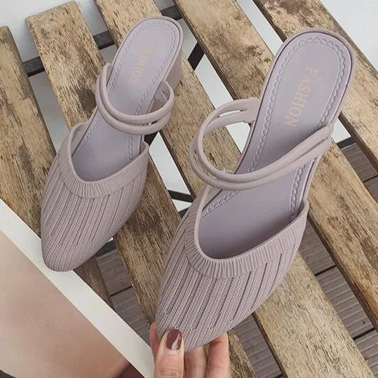 Women closed toe ankle strap 
slide mule sandals
