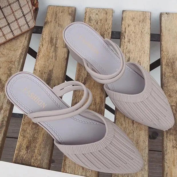 Women closed toe ankle strap 
slide mule sandals