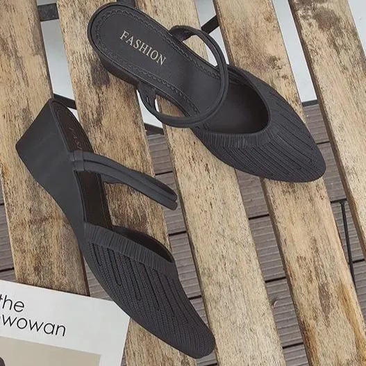 Women closed toe ankle strap 
slide mule sandals