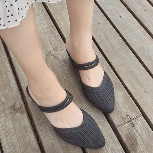 Women closed toe ankle strap 
slide mule sandals